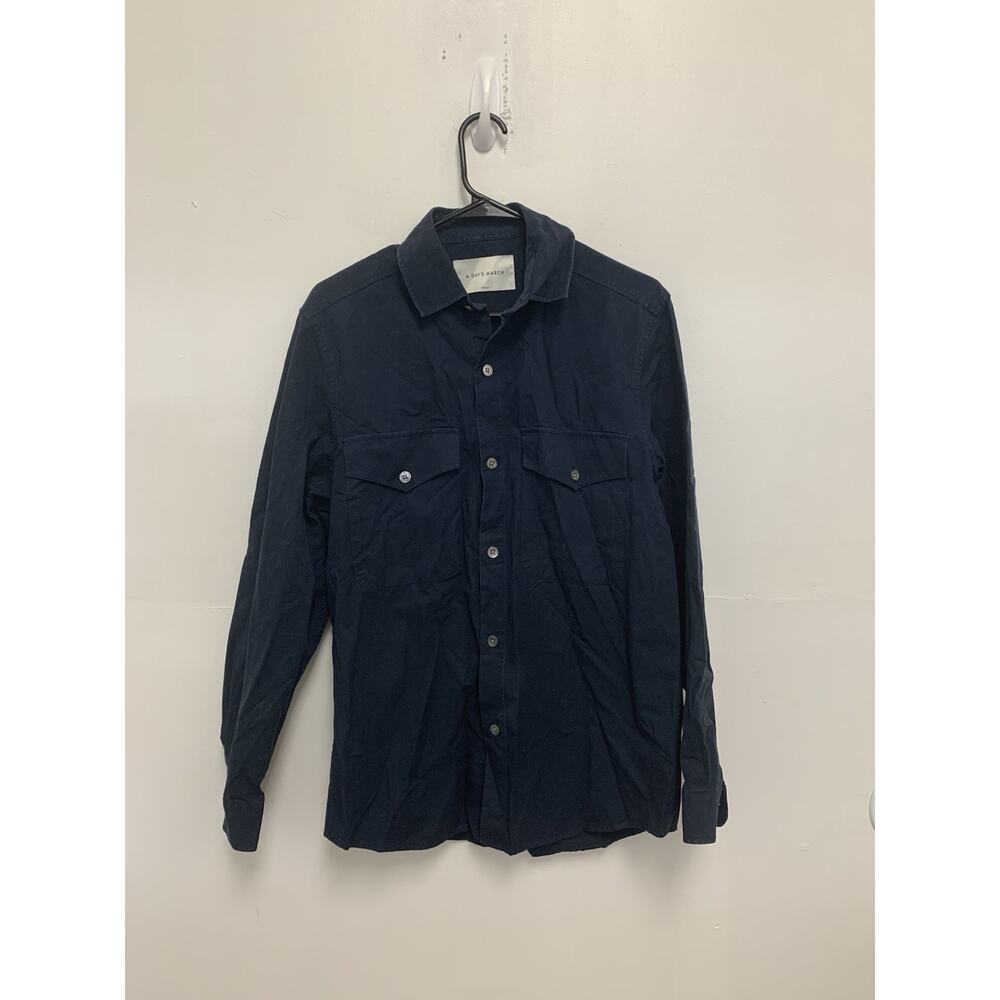 A Day's March Shirt Mens M Cotton Long Sleeve Button Up Custom Fit Casual Blue